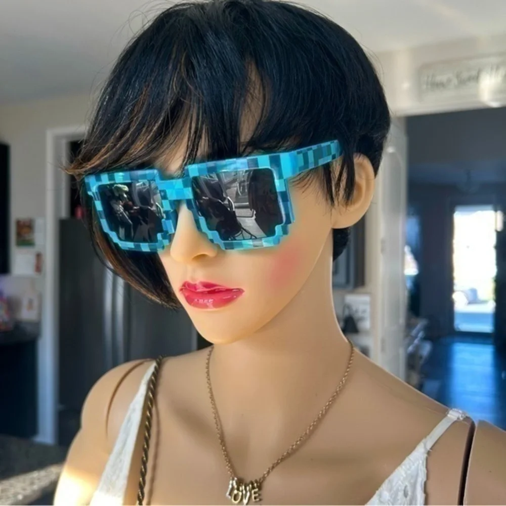 💋Minecraft block creeper sunglasses 🕶 sunshades blue